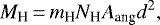 \begin{equation*} M_{\textrm{H}}\,{=}\,m_{\textrm{H}} N_{\textrm{H}} A_{\textrm{ang}} d^{2} ,\end{equation*}