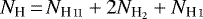 $N_{\textrm{H}}\,{=}\,N_{\ion{H}{ii}} + 2N_{\textrm{H}_{2}} + N_{\ion{H}{i}}$