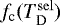 $f_{\textrm{c}}(T^{\mathrm{sel}}_{\mathrm {D}})$