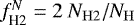 $f^N_{\textrm{H2}} = 2 ~ N_{\mathrm {H2}} / N_{\mathrm {H}}$