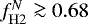 $f^N_{\mathrm {H2}} \ga 0.68 $