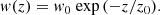$$ \begin{aligned} { w}(z) = { w}_0 \ \mathrm{exp}\,(-z/z_0). \end{aligned} $$