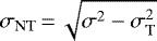 $\sigma_{\textrm{NT}}\,{=}\,\sqrt{\sigma^2-\sigma_{\textrm{T}}^2}$