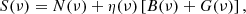$$ \begin{aligned} S(\nu ) = N(\nu ) + \eta (\nu ) \left[B(\nu ) + G(\nu )\right], \end{aligned} $$
