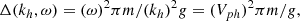 $$ \begin{aligned} \Delta (k_h, \omega )= (\omega )^2 \pi m/ (k_h)^2g = (V_{ph})^2 \pi m/g, \end{aligned} $$