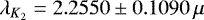 $\lambda_{K_2} = 2.2550 \pm 0.1090\,\mu$