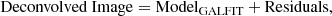 $$ \begin{aligned}&\mathrm{Deconvolved}\ \mathrm{Image} = \mathrm{Model}_{\mathrm{GALFIT}} + \mathrm{Residuals} , \end{aligned} $$