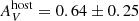$ A^{\mathrm{host}}_{V} = 0.64\pm0.25 $