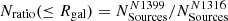 $ N_{\mathrm{ratio}}(\leq R_{\mathrm{gal}})=N_{\mathrm{Sources}}^{N1399}/N_{\mathrm{Sources}}^{N1316} $