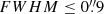 $ FWHM\leq0{{\overset{\prime\prime}{.}}}9 $