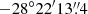 $ -28^\circ22^{\prime}13{{{\overset{\prime\prime}{.}}}}4 $