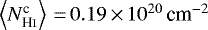 $\left\langle N_{{{{\textrm{H}\textsc{i}}}}}^{\textrm{c}} \right\rangle\,{=}\,0.19\,{\times}\,10^{20} \,\textrm{cm}^{-2}$