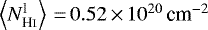 $\left\langle N_{{{{\textrm{H}\textsc{i}}}}}^{\textrm{l}} \right\rangle\,{=}\,0.52\,{\times}\,10^{20} \,\textrm{cm}^{-2}$