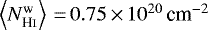 $\left\langle N_{{{{\textrm{H}\textsc{i}}}}}^{\textrm{w}} \right\rangle\,{=}\,0.75\,{\times}\,10^{20} \,\textrm{cm}^{-2}$