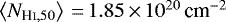 $\left\langle N_{{{{\textrm{H}\textsc{i}}}},50} \right\rangle \,{=}\,1.85\,{\times}\,10^{20} \,\textrm{cm}^{-2}$