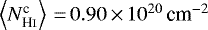 $\left\langle N_{{{{\textrm{H}\textsc{i}}}}}^{\textrm{c}} \right\rangle\,{=}\,0.90\,{\times}\,10^{20} \,\textrm{cm}^{-2}$