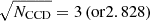 $ \sqrt{N_{\mathrm{CCD}}} = 3\, (\mathrm{or } 2.828) $