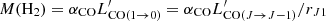 $ M(\mathrm{H_2})=\alpha_{\mathrm{CO}}L^\prime_{\mathrm{CO(1\rightarrow0)}}=\alpha_{\mathrm{CO}}L^\prime_{\mathrm{CO}(J\rightarrow J-1)}/r_{J1} $