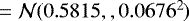 $ = \mathcal{N}(0.5815,,0.0676^{2})$