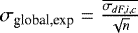 $\sigma_{\textrm{global,exp}} = \frac{\overline{\mathcal \sigma_{dF,i,c}}}{\sqrt{n}}$