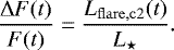 \begin{equation*} \frac{\Delta F(t)}{F(t)} = \frac{L_{\mathrm{flare,c2}}(t)}{L_{\star}}.\end{equation*}