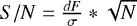 $S/N = \frac{dF}{\sigma}*\sqrt{N}$