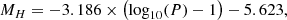 $$ \begin{aligned}&M_{H} = -3.186 \times \left(\log _{10}(P) - 1\right) - 5.623, \end{aligned} $$