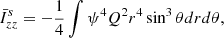 $$ \begin{aligned}&\bar{I}^{s}_{zz} = -\frac{1}{4} \int \psi ^4 Q^2 r^4 \sin ^3 \theta dr d\theta ,\end{aligned} $$