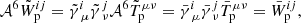 $$ \begin{aligned}&\mathcal{A} ^6 {\tilde{W}^{ij}} _{\rm p} = \tilde{\gamma }^{i}_{\;\mu } \tilde{\gamma }^{j}_{\;\nu } \mathcal{A} ^6\tilde{T}_{\rm p}^{\mu \nu } = \bar{\gamma }^{i}_{\;\mu } \bar{\gamma }^{j}_{\;\nu } \bar{T}_{\rm p}^{\mu \nu } ={\bar{W}^{ij}}_{\rm p},\end{aligned} $$