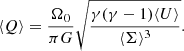 $$ \begin{aligned} \langle Q \rangle = \frac{\Omega _0}{\pi G}\sqrt{\frac{\gamma (\gamma - 1)\langle U \rangle }{\langle \Sigma \rangle ^3}}. \end{aligned} $$