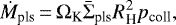 \begin{equation*} \dot{M}_{\textrm{pls}}\,{=}\,\Omega_{\textrm{K}} \bar{\Sigma}_{\textrm{pls}} R_{\textrm{H}}^2 p_{\textrm{coll}}, \end{equation*}