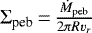 $\Sigma_{\textrm{peb}}\,{=}\,\frac{\dot{M}_{\textrm{peb}}}{2 \pi R v_r}$