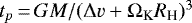 $t_p\,{=}\,GM/(\Delta v &#x002B; \Omega_{\textrm{K}} R_{\textrm{H}})^3$