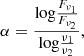 $$ \begin{aligned} \alpha = \frac{\mathrm{log}\frac{F_{\nu _{1}}}{F_{\nu _{2}}}}{\mathrm{log}\frac{\nu _{1}}{\nu _{2}}}, \end{aligned} $$