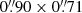 $ 0{{\overset{\prime\prime}{.}}}90 \times 0{{\overset{\prime\prime}{.}}}71 $