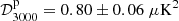$$ \begin{aligned} \mathcal{D} _{3000}^\mathrm{p} = 0.80 \pm 0.06~\mu \mathrm{K}^2 \end{aligned} $$