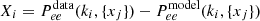 $ X_i=P_{ee}^{\mathrm{data}}(k_i,\{x_j\}) - P_{ee}^{\mathrm{model}}(k_i,\{x_j\}) $