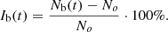 $$ \begin{aligned} I_{\rm b}(t)={N_{\rm b}(t)-N_o\over N_o}\cdot 100\%. \end{aligned} $$