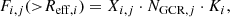 $$ \begin{aligned} F_{i,j}({>}R_{\mathrm{eff},i}) = X_{i,j} \cdot N_{\mathrm{GCR},j}\cdot K_{i} , \end{aligned} $$