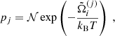 $$ \begin{aligned} p_j = {\mathcal{N} } \exp \left(- \frac{\tilde{\Omega }_i^{ (j)}}{k_{\rm B} T} \right) \ , \end{aligned} $$
