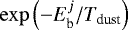$\exp\left(-E_{\textrm{b}}^j/T_{\textrm{dust}}\right)$