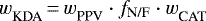 ${w_{\textrm{KDA}}^{}} \,{=}\,{w_{\textrm{PPV}}^{}} \cdot f_{\textrm{N/F}}\cdot {w_{\textrm{CAT}}^{}} $