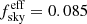 $ f_{\mathrm{sky}}^{\mathrm{eff}} =0.085 $