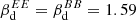 $ \beta_{\mathrm{d}}^{{EE}} = \beta_{\mathrm{d}}^{{BB}}=1.59 $