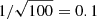 $ 1/\sqrt{100}= 0.1 $