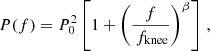 $$ \begin{aligned} P(f) = P_0^2\left[ 1+\left(\frac{f}{\,f_{\rm knee}}\right)^\beta \right]\, , \end{aligned} $$