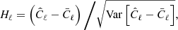 $$ \begin{aligned} H_\ell = \left(\hat{C}_\ell - \bar{C}_\ell \right)\bigg /\sqrt{{\mathrm{Var} }\left[\hat{C}_\ell - \bar{C}_\ell \right]}, \end{aligned} $$