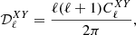 $$ \begin{aligned} \mathcal{D} _\ell ^{XY} = \frac{\ell (\ell +1)C_\ell ^{XY}}{2\pi }, \end{aligned} $$