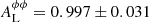 $ A_{\mathrm{L}}^{\phi\phi}=0.997\pm 0.031 $