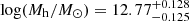 $ \log(M_{\mathrm{h}}/{M}_{\odot})=12.77_{-0.125}^{+0.128} $